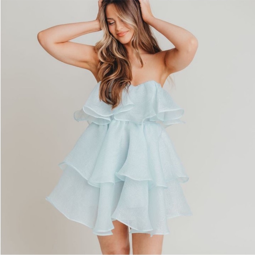Worth Collective Tiered Dress - Sky Blue